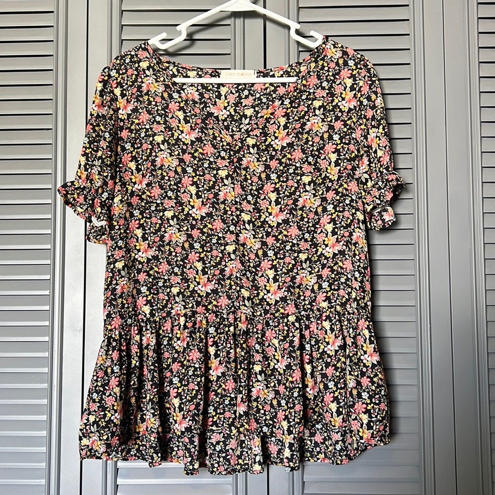 B04 - Lake Flower‎ : Floral Blouse - L